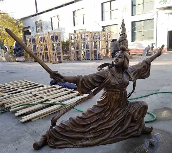盛唐舞劍第一人——公孫大娘，銅人物雕塑